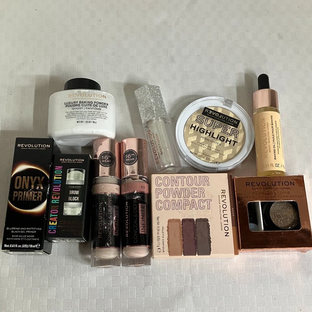 Revolution 10-Piece Full Face Makeup Kit: Foundation, Primer, Glitter, Concealer